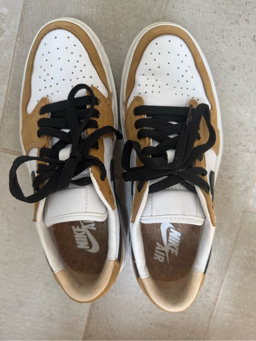 Jordan Low-Top Sneakers in White, Tan & Black - Picture 3 of 5